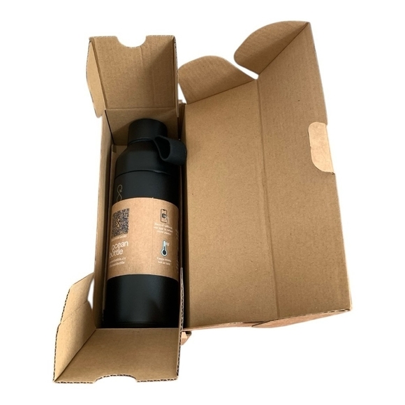 NIB OceanBottle Black Stainless Steel Reusable Water Bottle Thermo Tumbler Flask - Picture 2 of 9